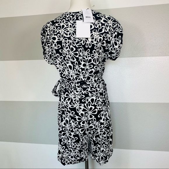 NEW Diane Von Furstenberg Purdette Black Halo Floral Romper Vacation Jumpsuit - Picture 5 of 12
